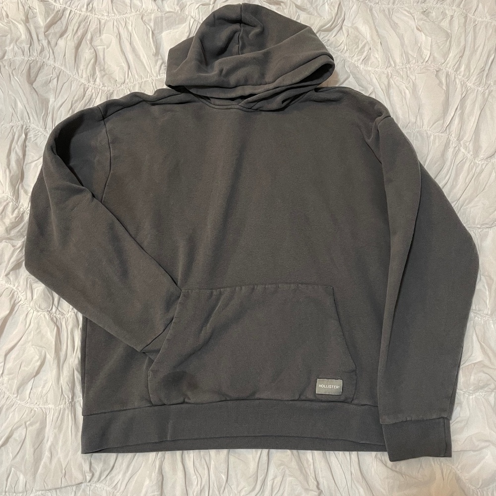 Dark Grey Relaxed Fit Hollister Hoodie